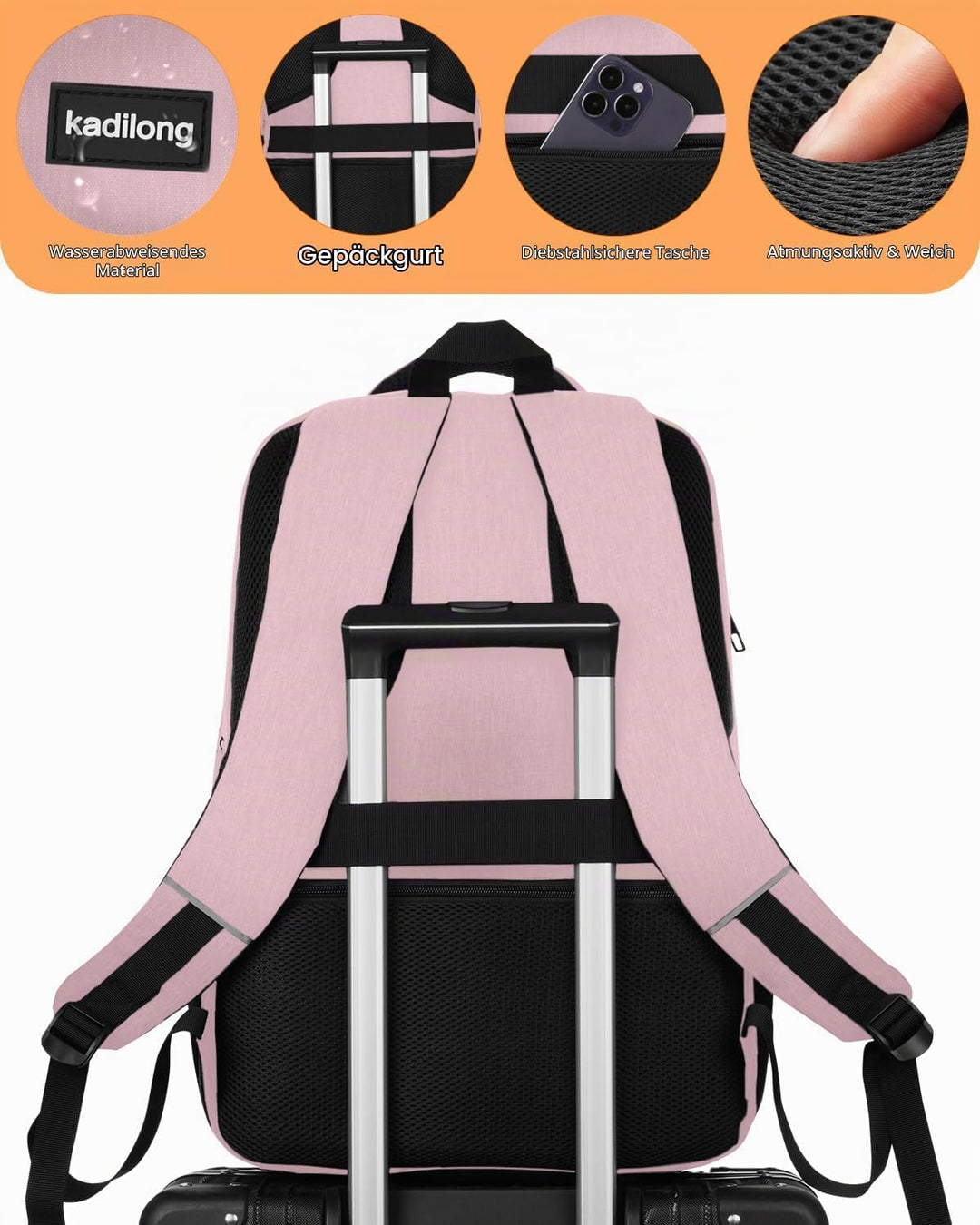kadilong 17,3 Zoll Lunch Rucksack Damen Lsoliertes Kühlrucksack,Gross Schulranzen für Arbeit Reisen