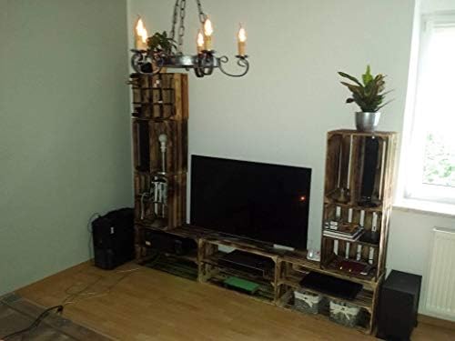 Kontorei® grosses geflammte/verbrannte Schuhregal 68x40x30cm 12er Set Regal Obstkiste Ablage Wandreg