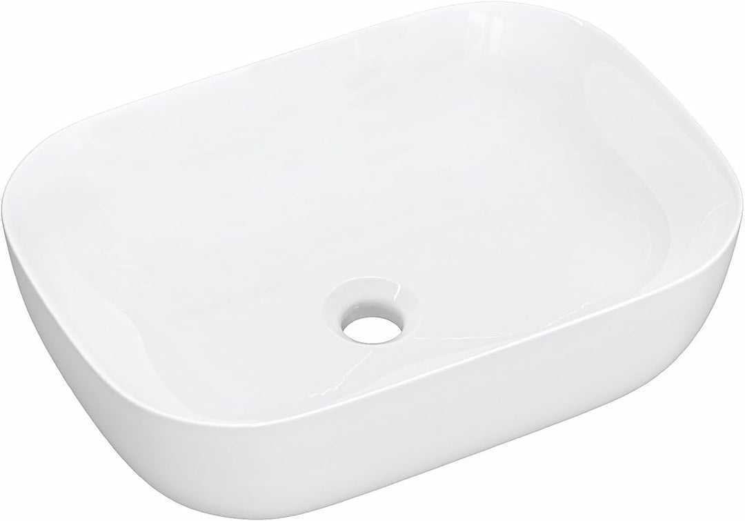 Waschbecken Oval Aufsatzwaschbecken ohne Hahnloch und Überlauf, Handwaschbecken für Badezimmer und G