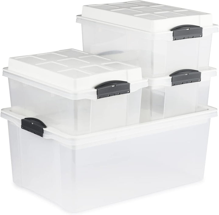 Jive Dome Aufbewahrungsbox 13l mit Deckel, Kunststoff (PP) BPA-frei, Weiss/transparent, 3x13l, (40,5