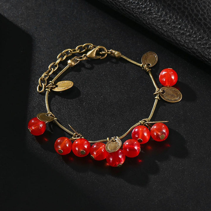 Miniblings Johannisbeere Armband Armreifen Beere Damen Frucht Bronze Sommer Kinderschmuck Kinderarmb