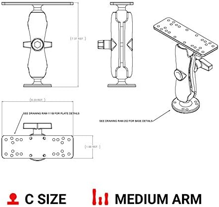 RAM MOUNTS Mounting kit for echosounder to Flat Surface RAM-111U Mittlerer Arm, Mittlerer Arm