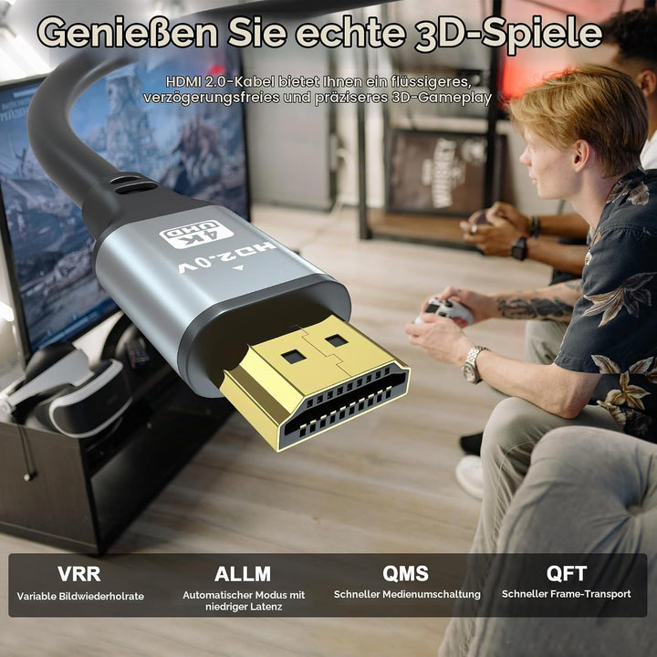 4K HDMI Kabel 25m, High Speed HDMI 2.0 Kabel 4K@60Hz 18Gbps, Ultra HD, Ethernet Audio Return, Video