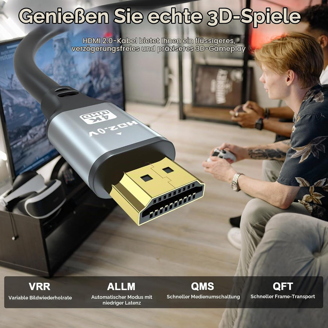 4K HDMI Kabel 10m, High Speed HDMI 2.0 Kabel 4K@60Hz 18Gbps, Ultra HD, Ethernet Audio Return, Video