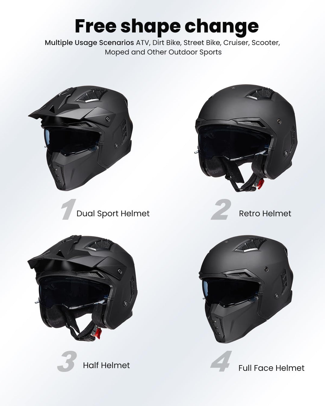 ILM Helm Integralhelm | Jethelm Motorrad Motocross Herren Damen Vintage Retro mit Visier ECE mit ans