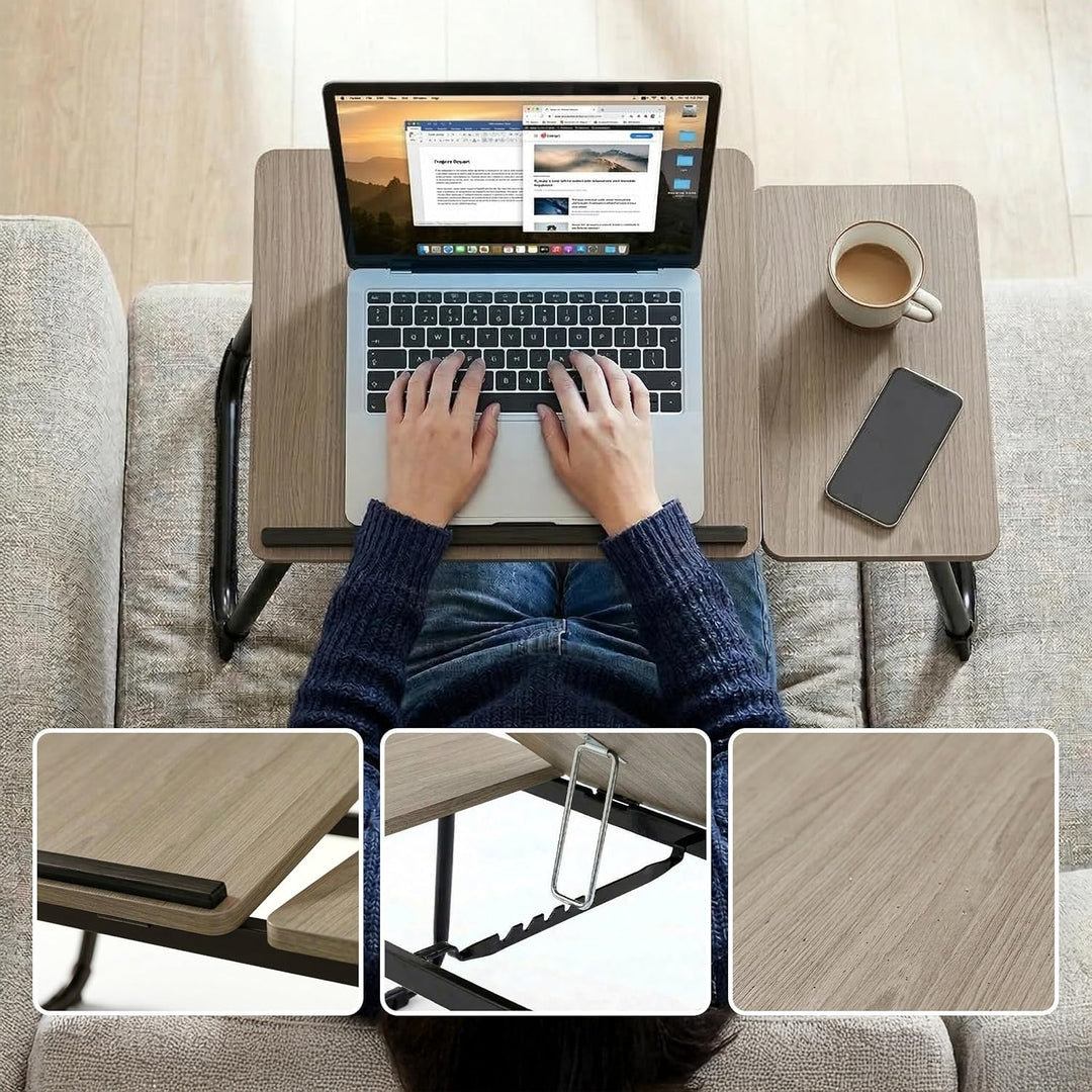 Relaxdays Laptoptisch für Bett & Couch, klappbarer Betttisch, höhenverstellbar, Betttablett, Metall,