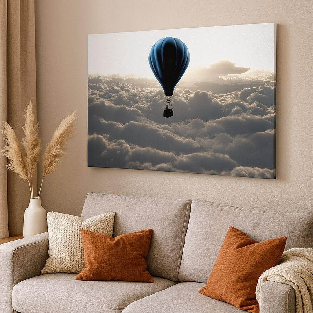 Bilder auf Leinwand Wolke Ballon Himmel Leinwandbild mit Rahmen 70x50cm Wandbilder Dekoration Wohnzi