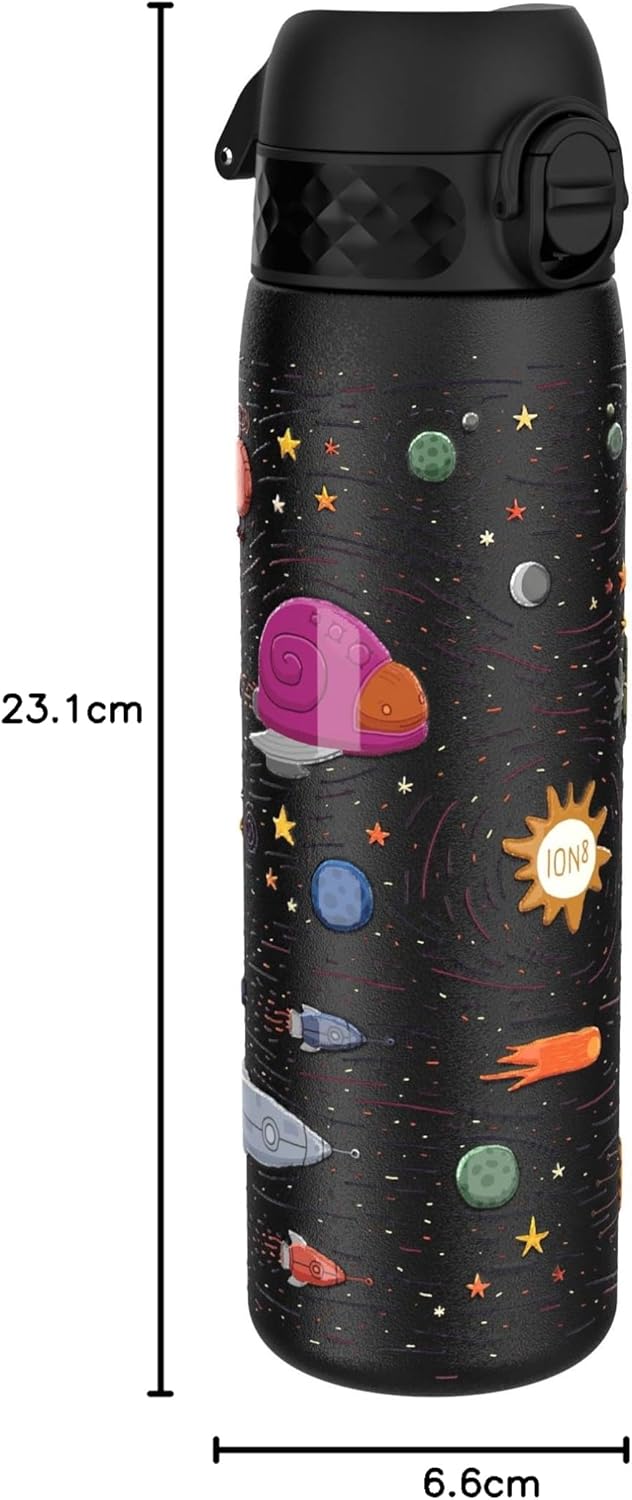 ion8 Vakuumisolierte Edelstahl-Trinkflasche, 500 ml, Auslaufsicher, Einhandöffnung, Sichere Verriege