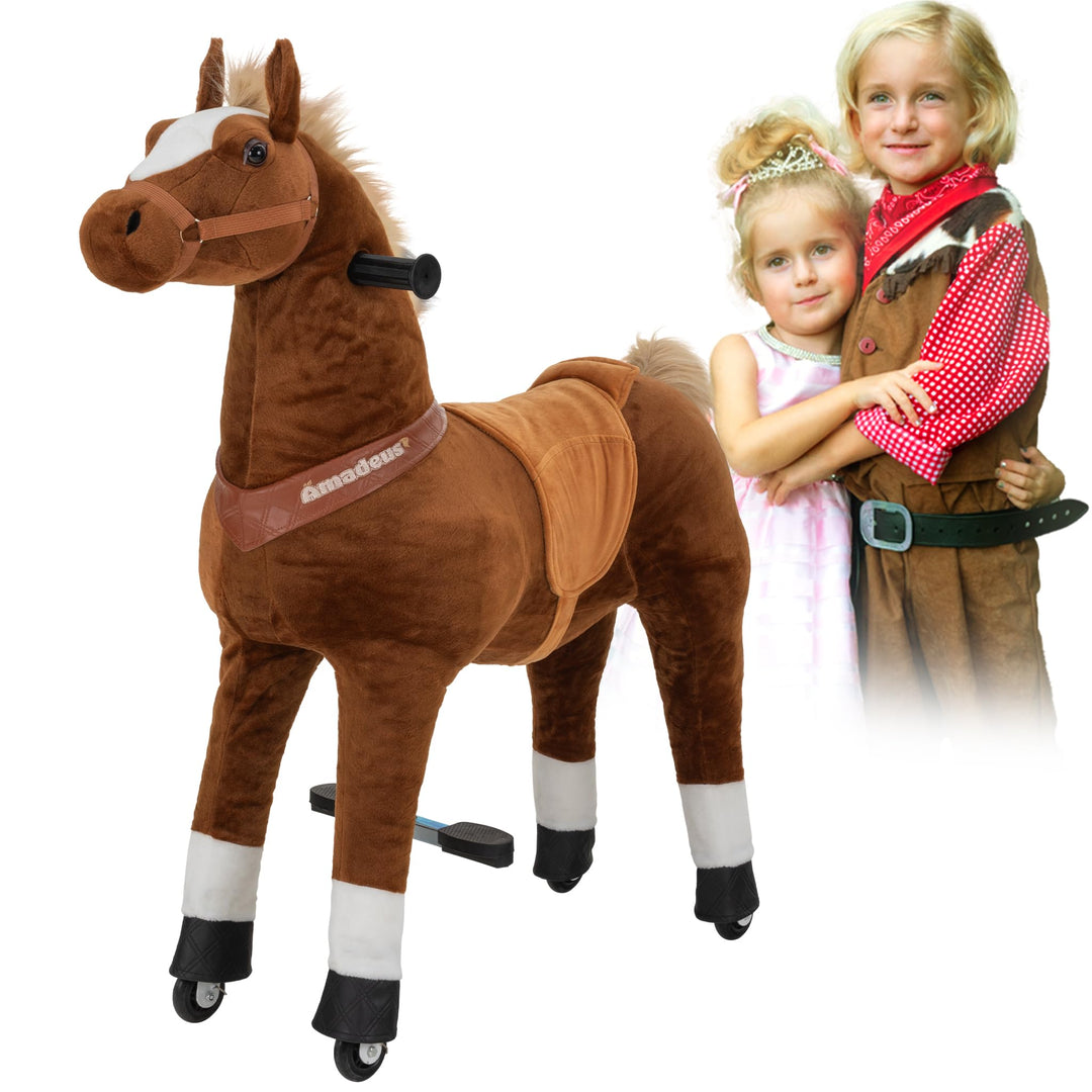 Miweba Pony Amadeus | Reitpferd auf Rollen - Pferd für Kinder - Schaukelpferd - Schaukeltier - Kusch