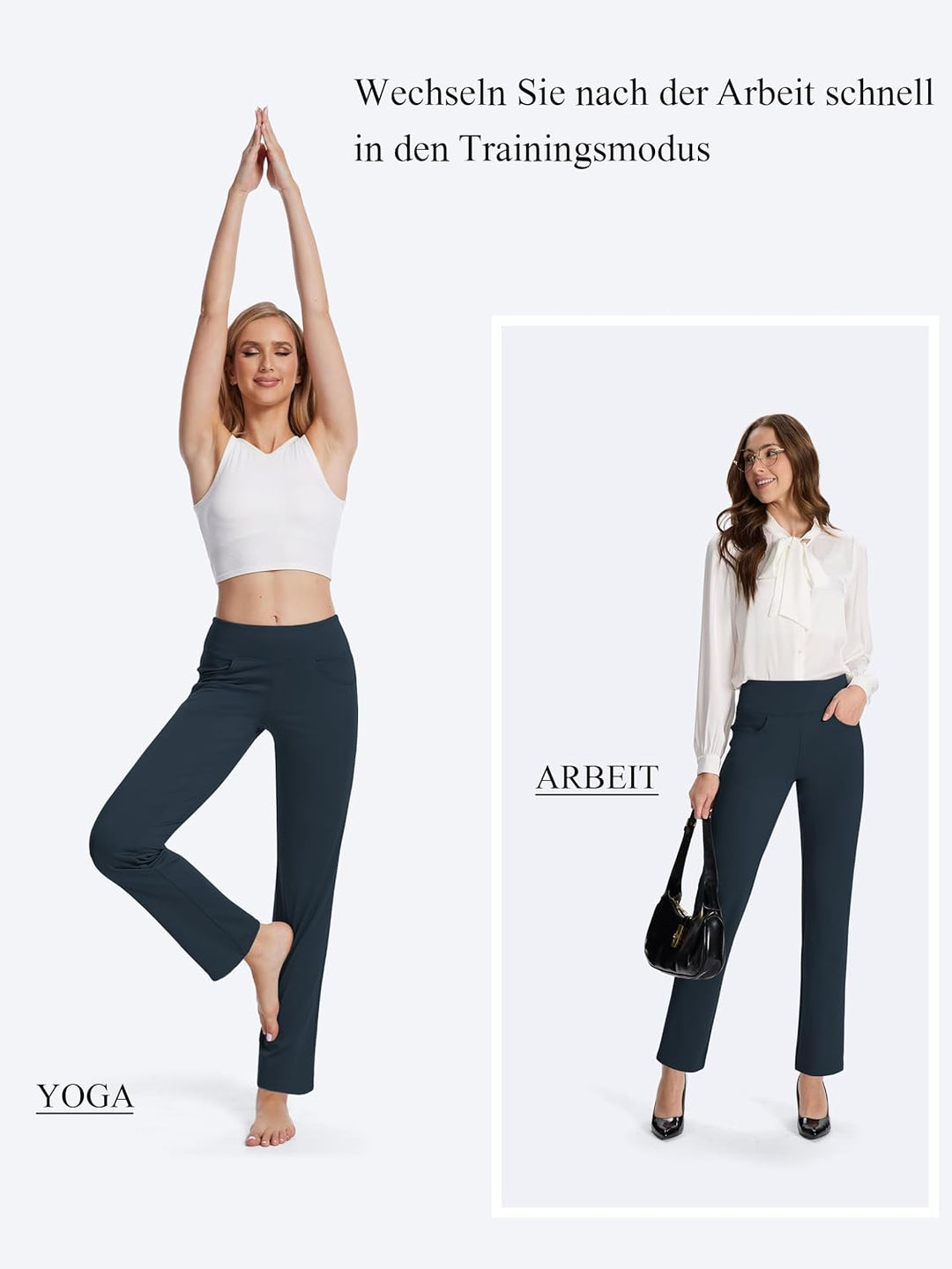 MOVE BEYOND Hose Damen HIgh Waist Mit Geradem Bein Stretch Hose Damen Für Yoga Business Sport Outdoo