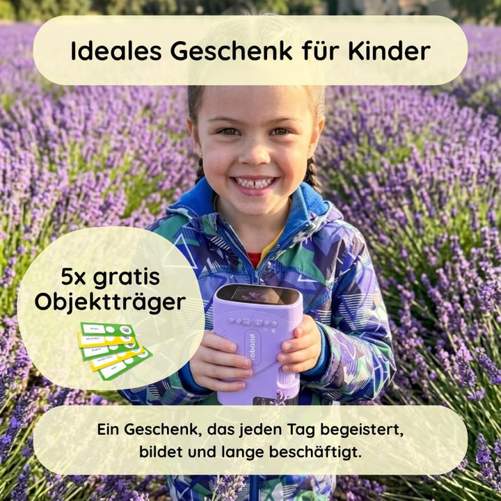 Rabano Digitales Mikroskop Kinder | Abenteuer Mikroskop für Kinder | Lila | Tragbares Kinder Mikrosk