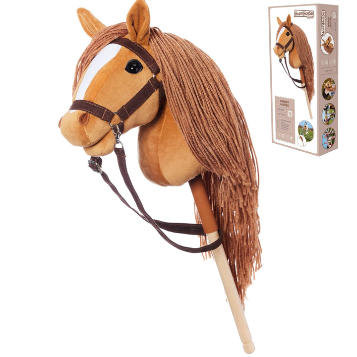 HOPPIHORSE Steckenpferd mit Trense - A3 - Hobby Horse mit Zügeln, Schultergurt, Schweif - hochwertig