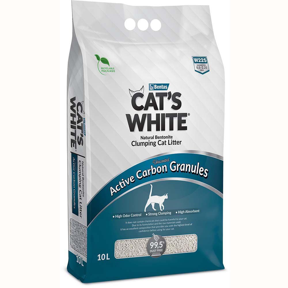 Cat's White Active Carbon Granules, klumpendes Katzenstreu mit Aktivkohle, Geruchsabnahme für Katzen