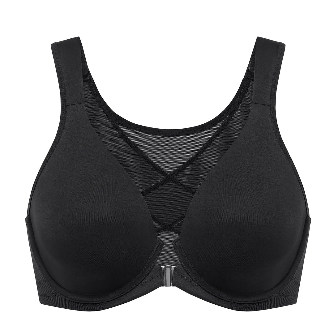 DELIMIRA Damen BH mit Vorderverschluss Grosse Grössen Haltungskorrektur Seamless BHS mit Bügel Tshir