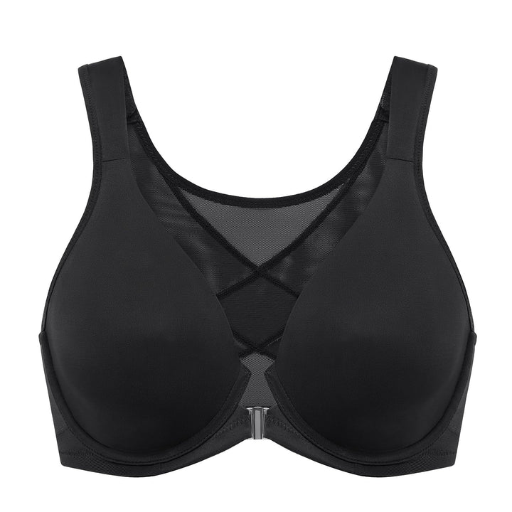 DELIMIRA Damen BH mit Vorderverschluss Grosse Grössen Haltungskorrektur Seamless BHS mit Bügel Tshir