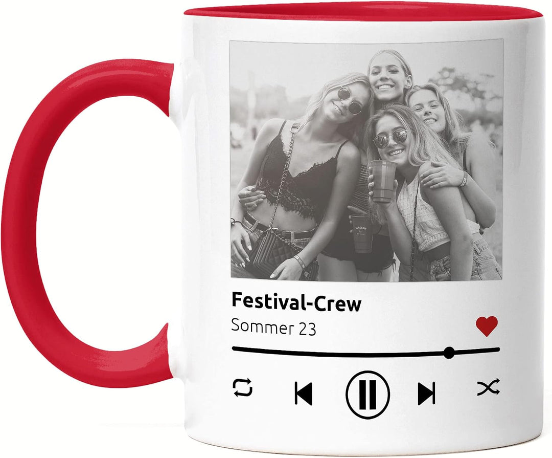 Kiddle-Design Song Cover Tasse Rot Foto Playlist Musikbild Personalisiertes Geschenk Bild im Spotify