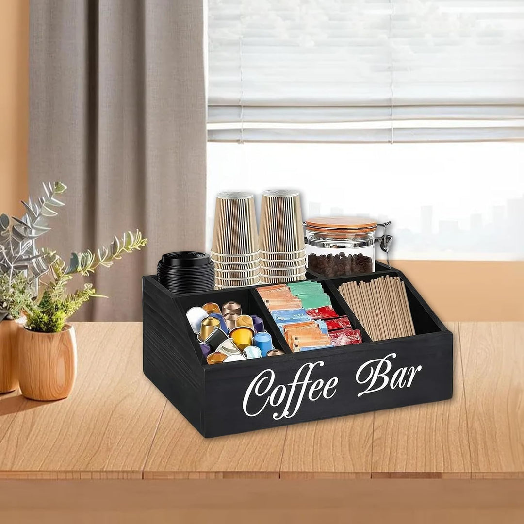 Kaffee Organizer aus Holz Tee Aufbewahrung Kaffeezubehör Kaffeestation Coffee Bar Büro Station Zubeh