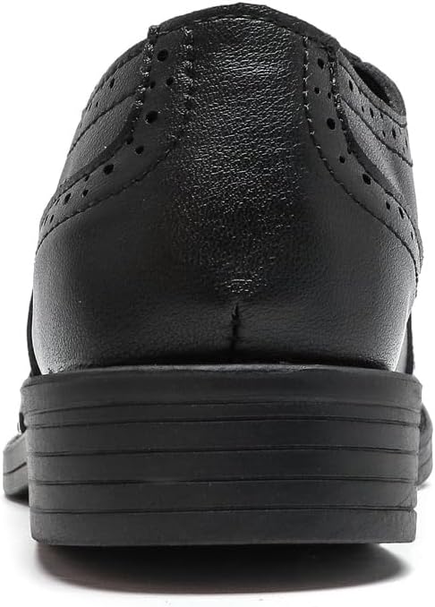PPXID Jungen Schnürhalbschuhe Schule Oxfords Uniform Hochzeit Anzugschuhe 27 EU Schwarz, 27 EU Schwa