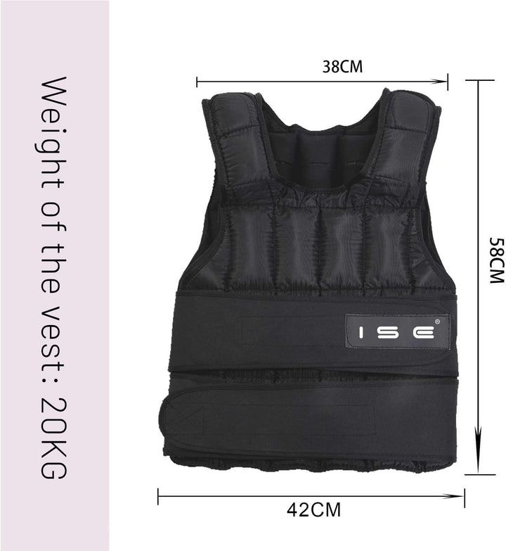 ISE Gewichtsweste Verstellbar von 5 kg 10 kg 15 kg 20 kg 25 kg 30 kg Gewicht Warnwesten für Gewicht