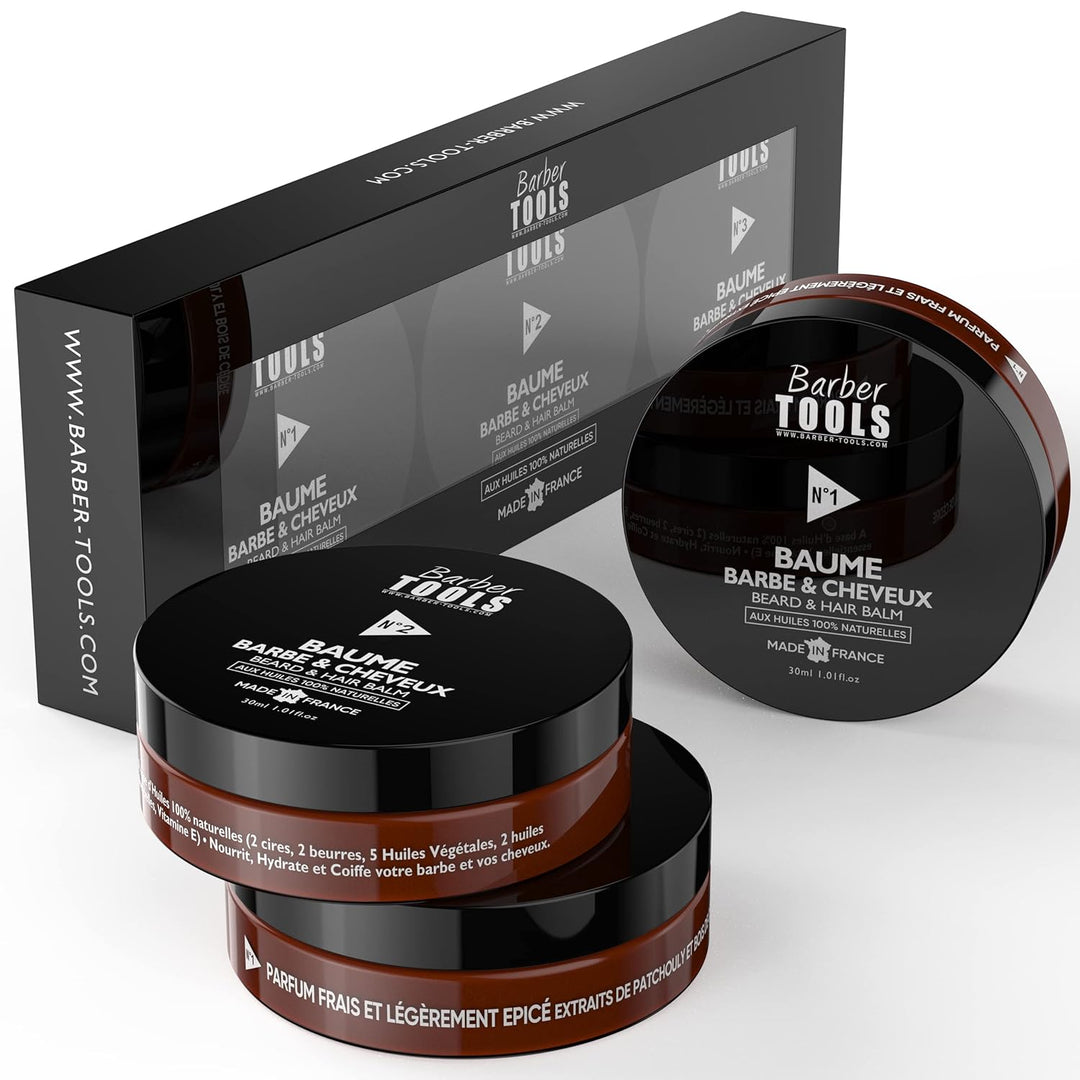 Set Bartbalsam | N°1/2/3 | 3X30ml mit 100% natürlichen Ölen - MADE IN FRANCE- Nährt, hydratisiert, s