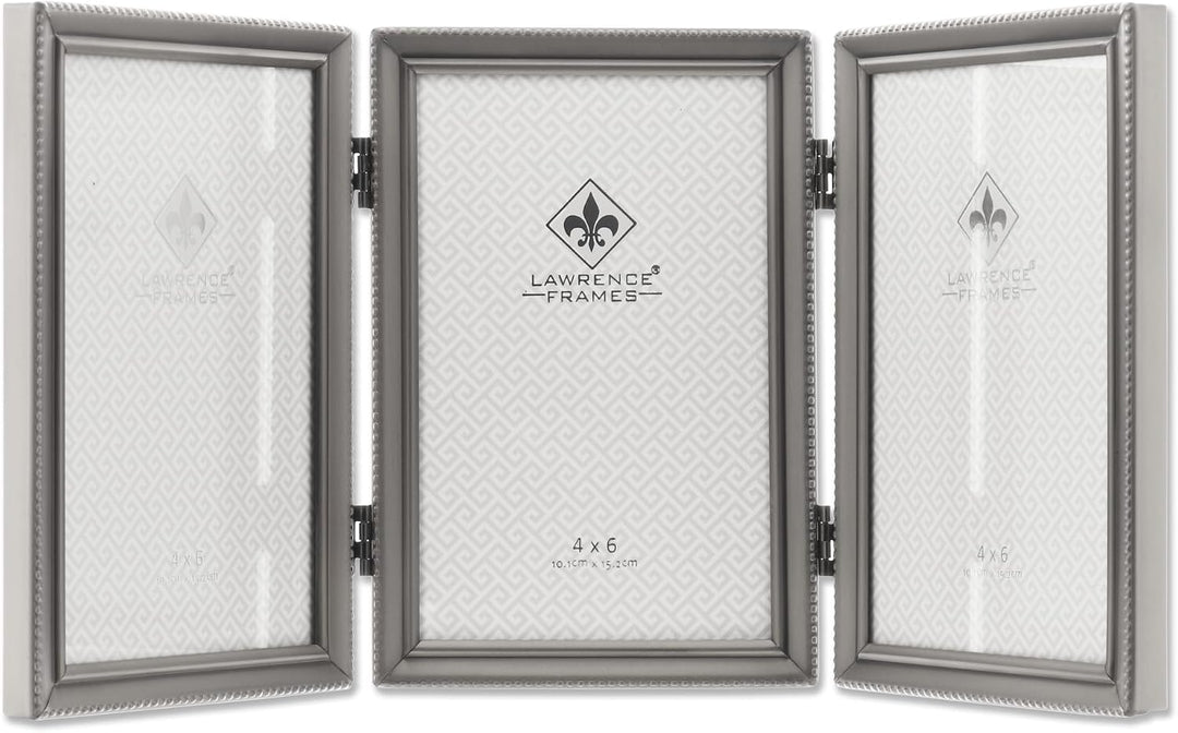 Lawrence Frames 10,2 x 15,2 cm Metallrahmen mit Scharnier für 3 Personen (11546T) zinnfarben 4x6 Tri