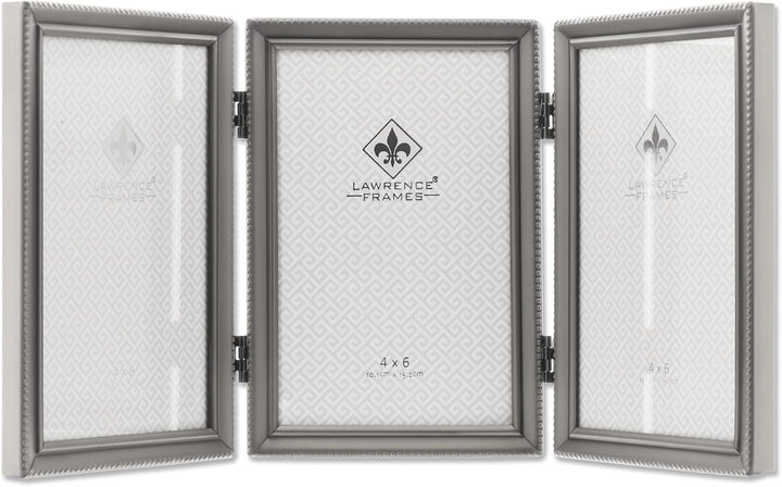 Lawrence Frames 10,2 x 15,2 cm Metallrahmen mit Scharnier für 3 Personen (11546T) zinnfarben 4x6 Tri