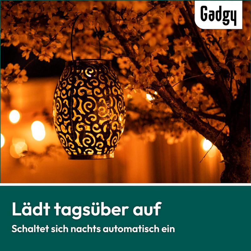 Gadgy Solarlaterne fur Aussen Wasserdicht | Set 2 Stuck Orientalische gartenlaternen aus metall IP44