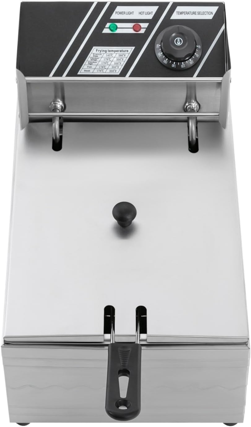 6L Elektrische Fritteuse 2500W Edelstahl Öl-Fritteuse Elektro Fritöse Temperatur Einstellbar mit Öla