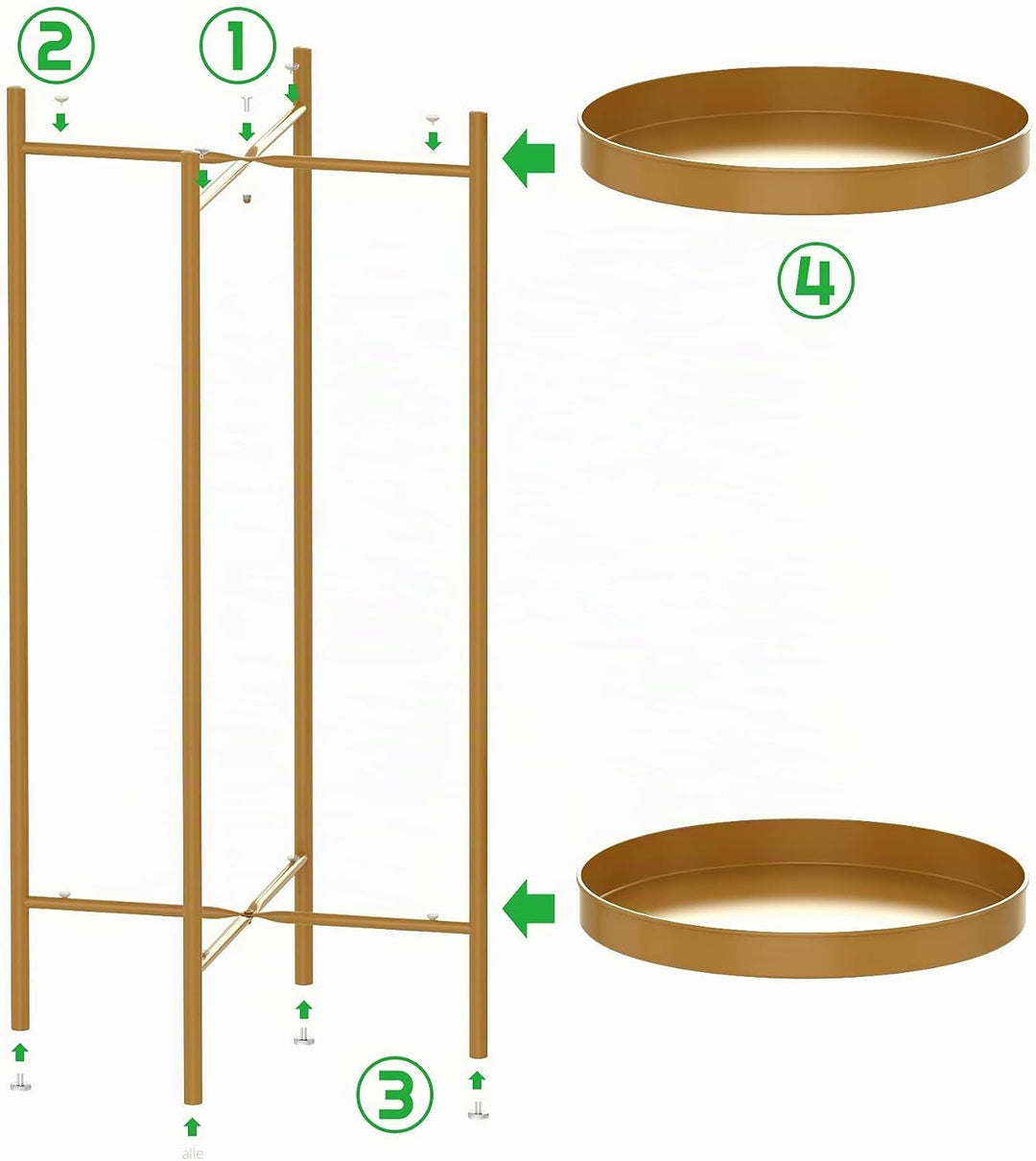 Ovicar Pflanzenständer für drinnen und draussen, Metall, Blumentopfhalter, Tisch, 2 Etagen, hoch, ro