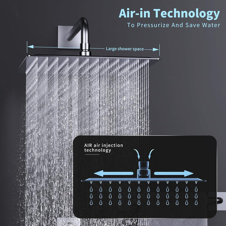 12 Zoll (30cm) Regendusche Duschkopf – Edelstahl, Hochdruck, Ultradünn, 360° Schwenkbar – Grosser Lu