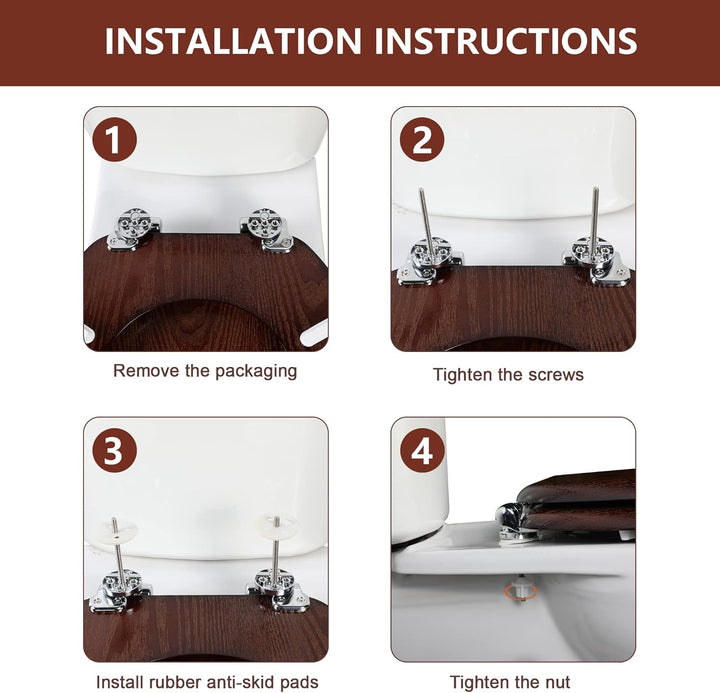 Angel Shield WC-Sitz aus Naturholz, WC-Sitz mit leise geschlossenen und schnell öffnenden Scharniere