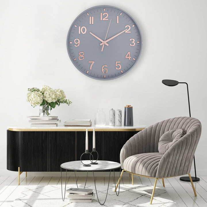 HZDHCLH Funkuhr 30 cm Grosses Ziffernblatt Wanduhr Geräuschlos,Geeignet für Schule, Zuhause, Wanddek