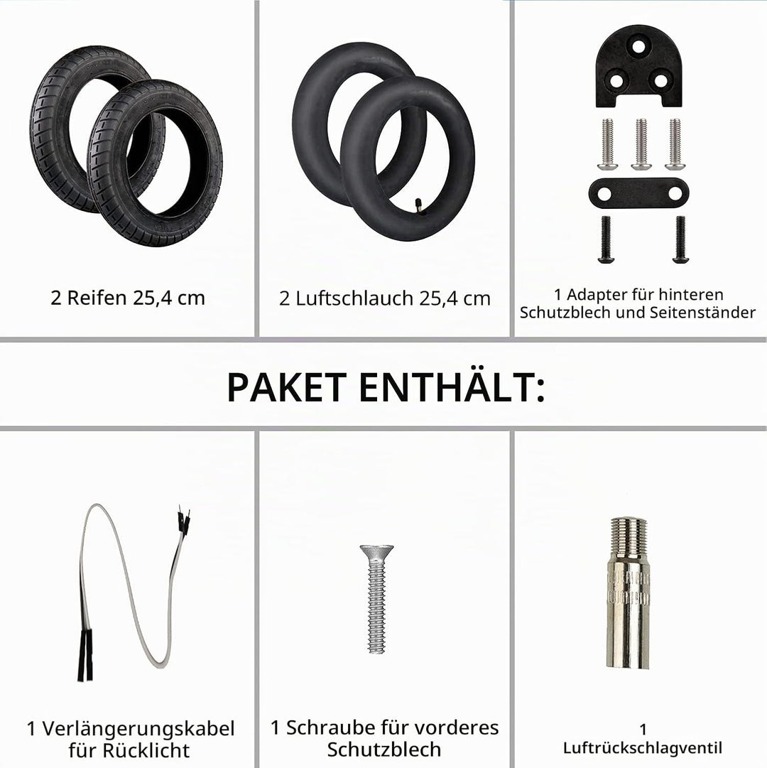 Kit Raifen Wanda 10 Zoll Kompatibel für Xiaomi M365, 1S, Essential, Pro und Pro2, Ersatz für Elektro