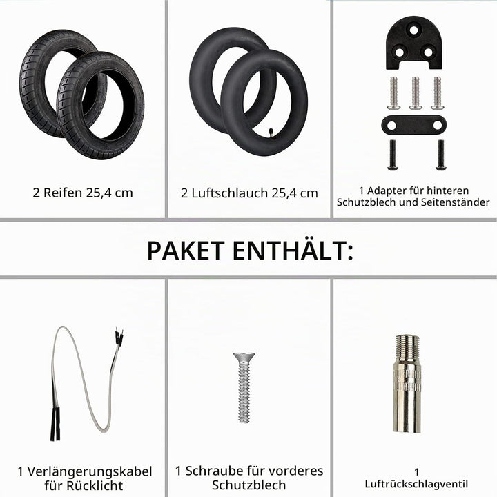 Kit Raifen Wanda 10 Zoll Kompatibel für Xiaomi M365, 1S, Essential, Pro und Pro2, Ersatz für Elektro