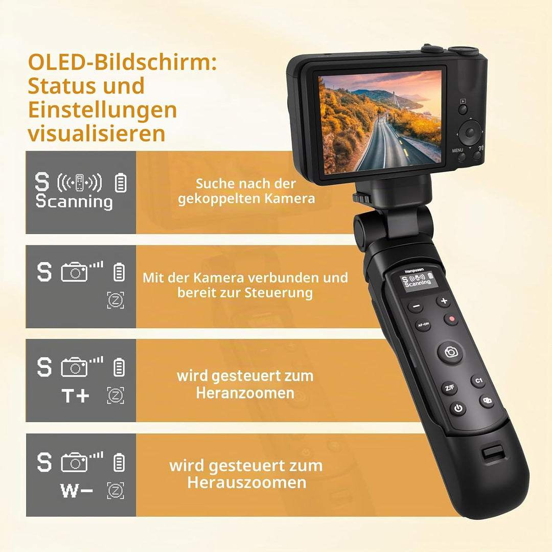 Kompatibel mit Sony Kameras Stativ - Mini-Stativ mit aufladbarer Fernbedienung mit Focus Zoom für So