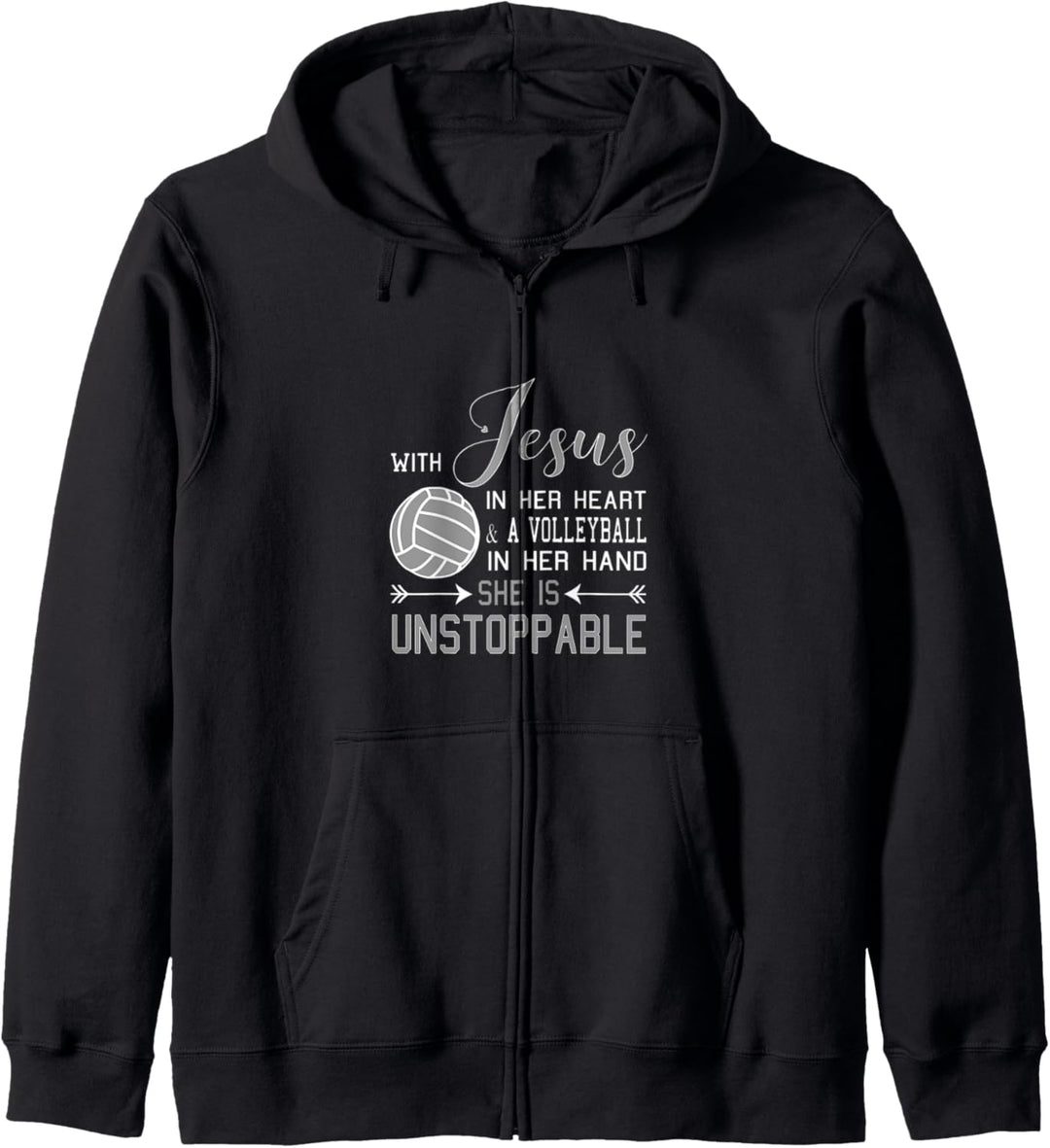 Mit Jesus im Herzen und einer Volleyballhand ist sie Kapuzenjacke