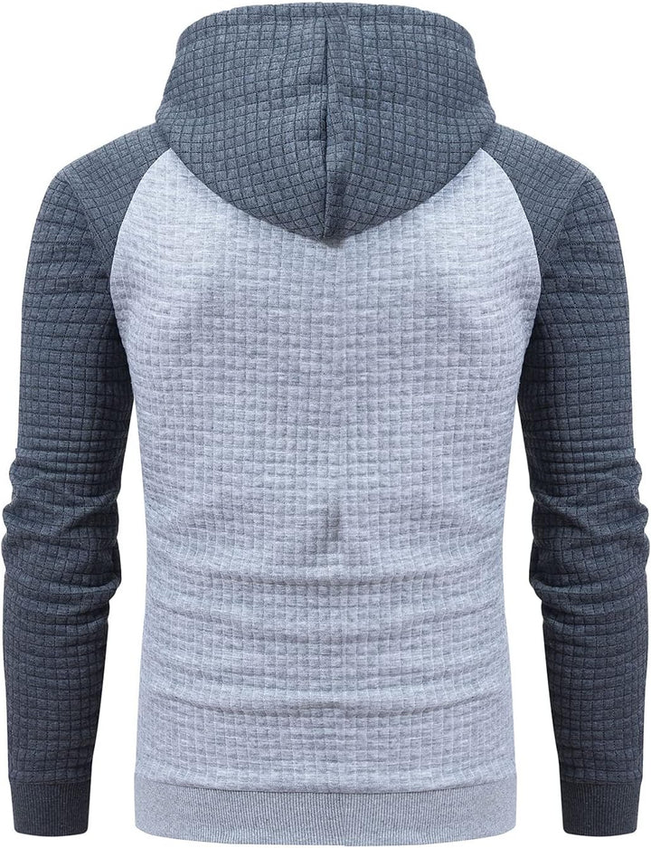 YuKaiChen Herren Kapuzenpullover Casual Langarm Karierten Kordelzug Jacquard Hooded Sweat mit Fleece