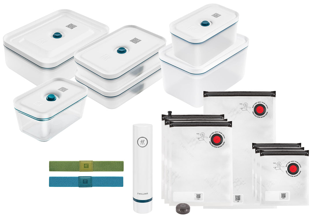 ZWILLING Fresh & Save Vakuum Starterset, Kunststoff, 16-teilig, inkl. Dose, Pumpe und Beutel, La Mer