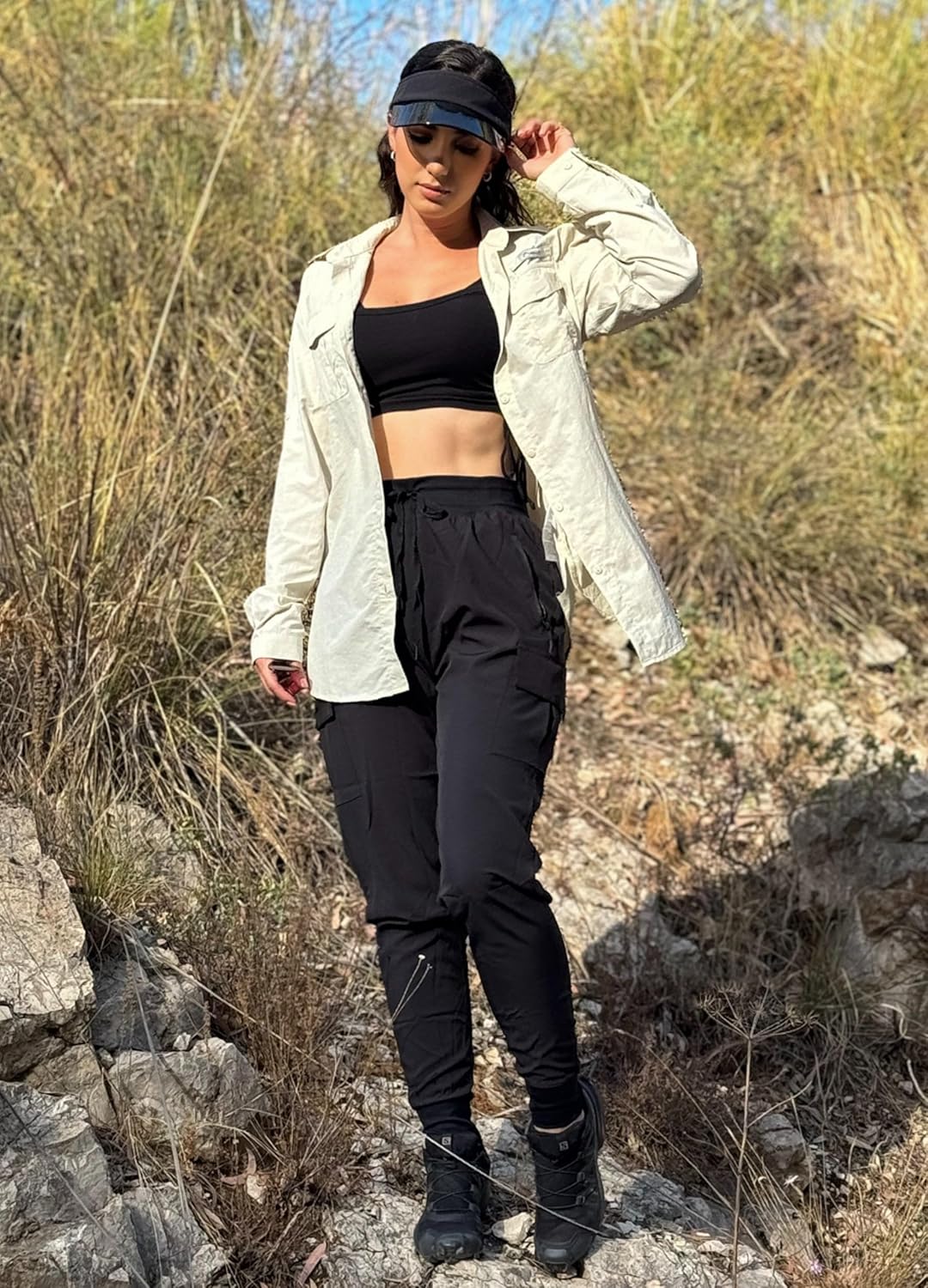 WILLIT Damen Trekkinghose Jogginghose Cargohose Leichte Wanderhosen Schnelltrocknende Wasserdicht Ar