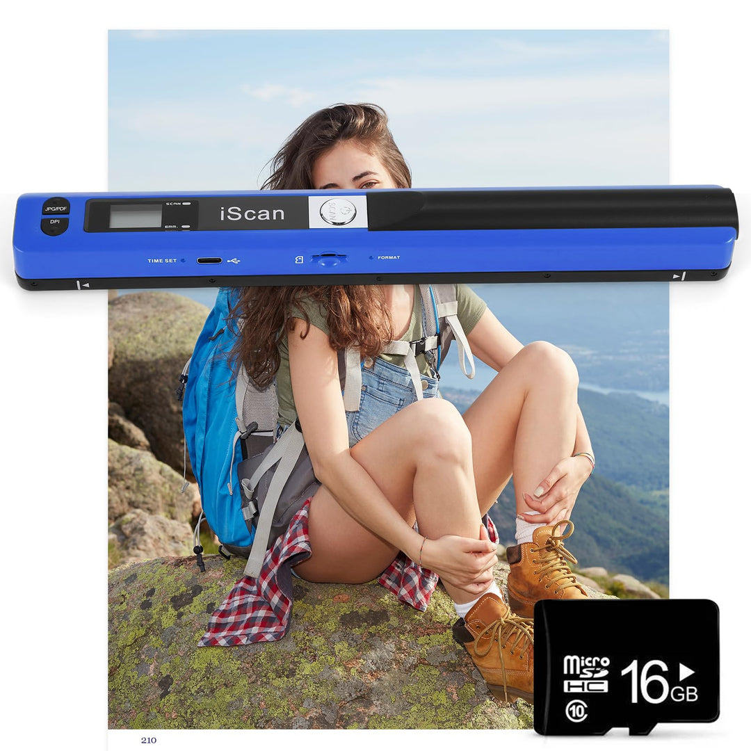 AOZBZ Tragbarer Dokumentenscanner Blau 900 DPI Handlicher USB-Bildscanner A4 Farbfoto Mobiler Scanne