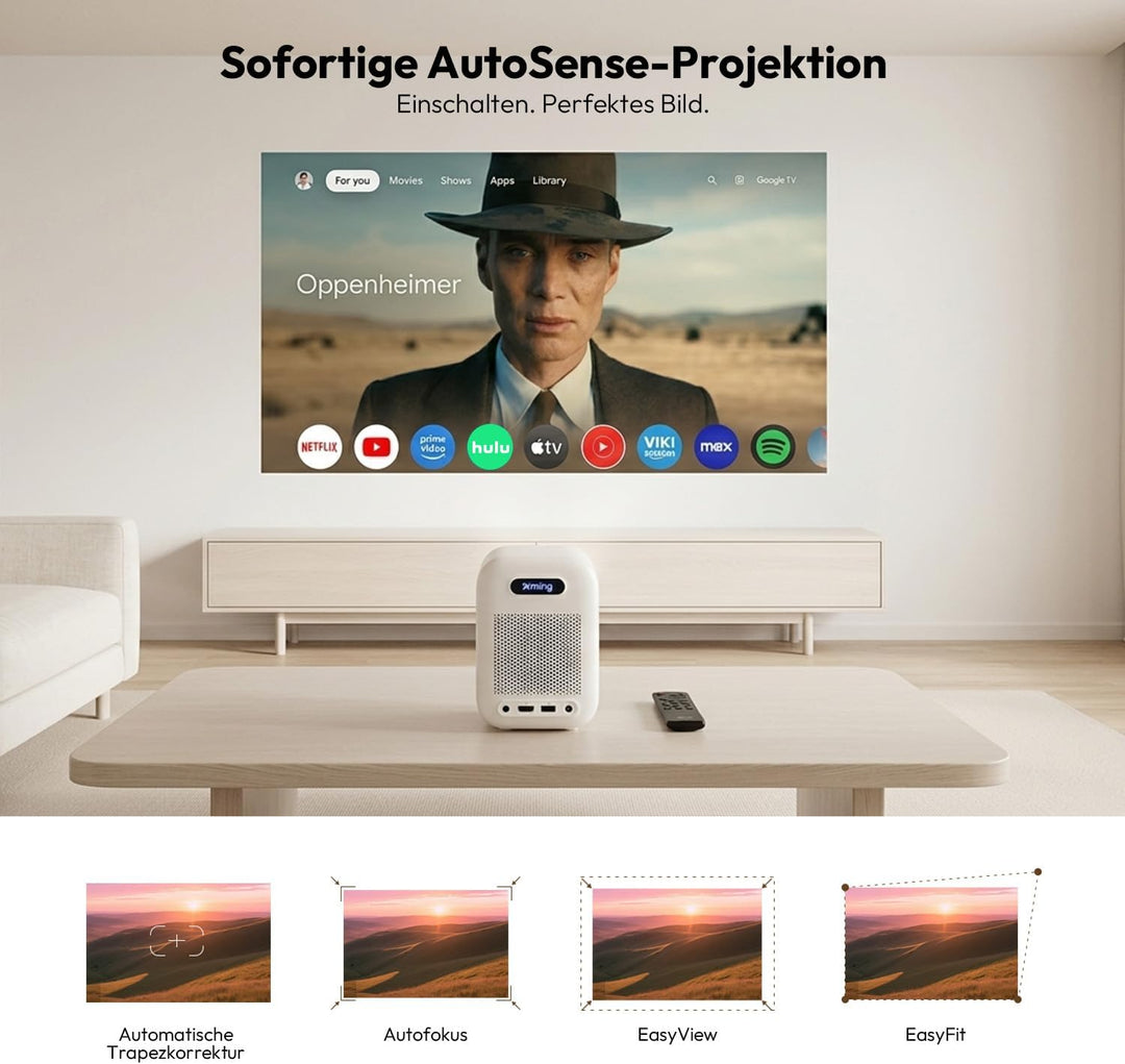 Formovie Xming Episode Two Beamer mit Google TV, Mini Projektor 1080P Full HD, 4K unterstützt, WLAN