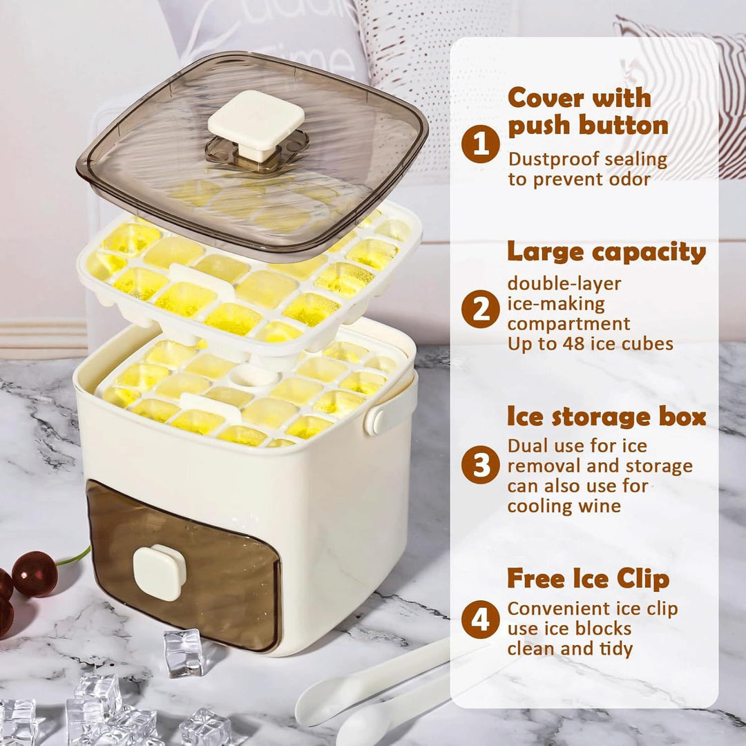 MEISO Eiswürfelmaschine mit Druck, 48 Fächer, drücken Sie die Art Ice Cube Maker, Eiswürfelform für