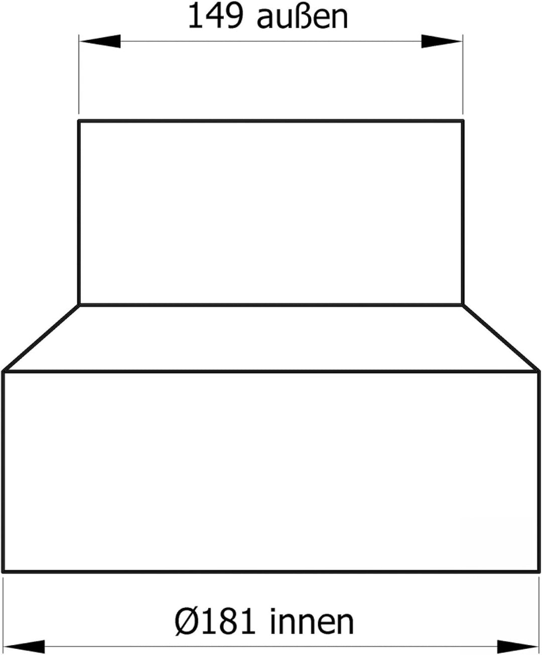 raik SH013-004-sw Raik Rauchrohr/Ofenrohr Reduzierung 180mm - 150mm