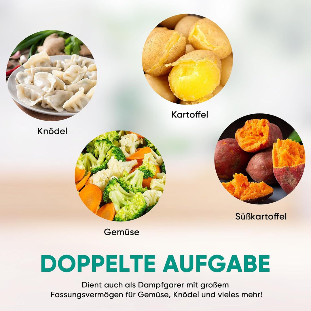 2 Etagen elektrischer Dampfgarer zum Kochen, Multi-Gemüse-Dampfgarer mit BPA-freien stapelbaren Körb