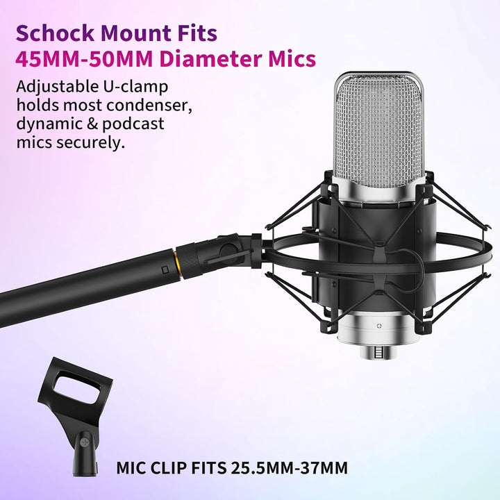 Tisch Mikrofonständer mit Mikrofonspinne-Höhenverstellbar 28–40cm,180°Neigbar Mikrofon Ständer mit S