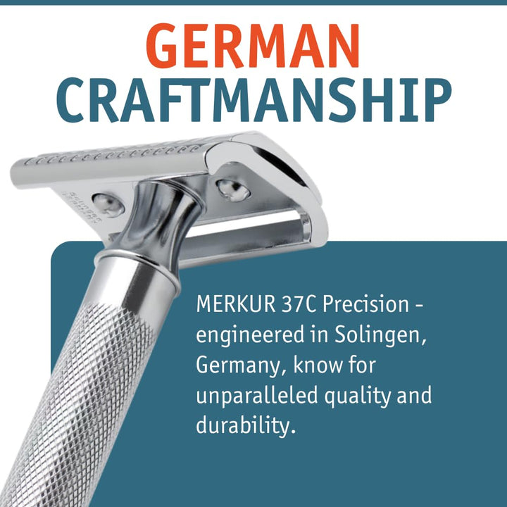 MERKUR DOVO Sicherheits-Rasierer 37C Slant Bar, 90 g Silber, Silber