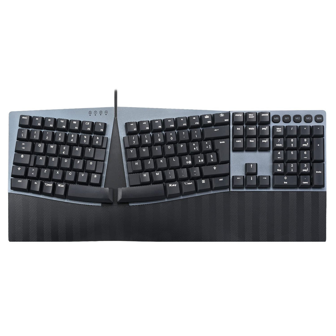 Perixx PERIBOARD-535 RD Ergonomische mechanische Tastatur in voller Grösse - Flache rote lineare Tas