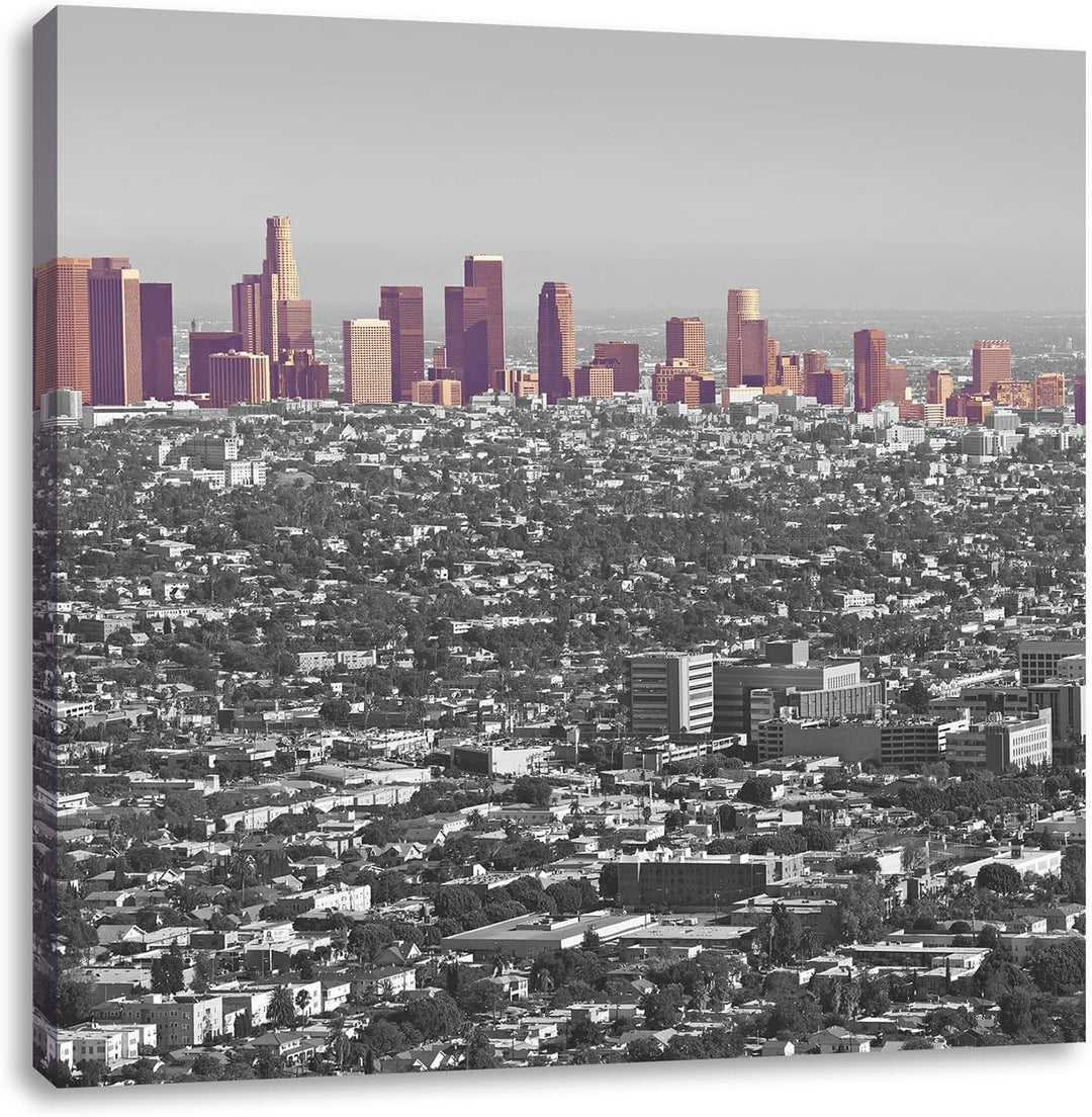 Pixxprint Los Angeles Metropolitan Area schwarz/weiss, Format: 70x70 auf Leinwand, 70x70