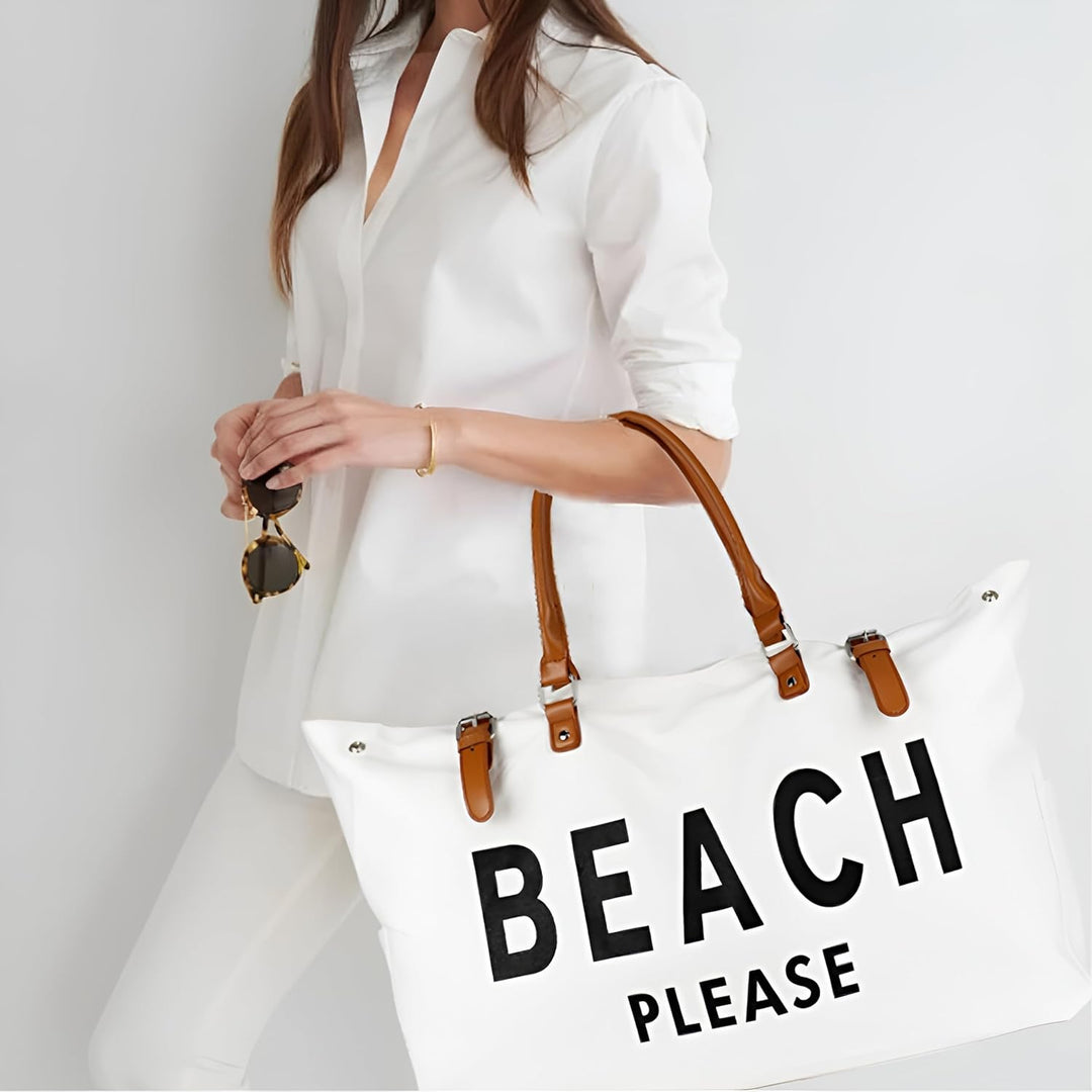 Damen Strandtasche Grosse, Strandtasche XXL Familie Wasserdicht mit Ledergriffe, Beach Bag für Reise