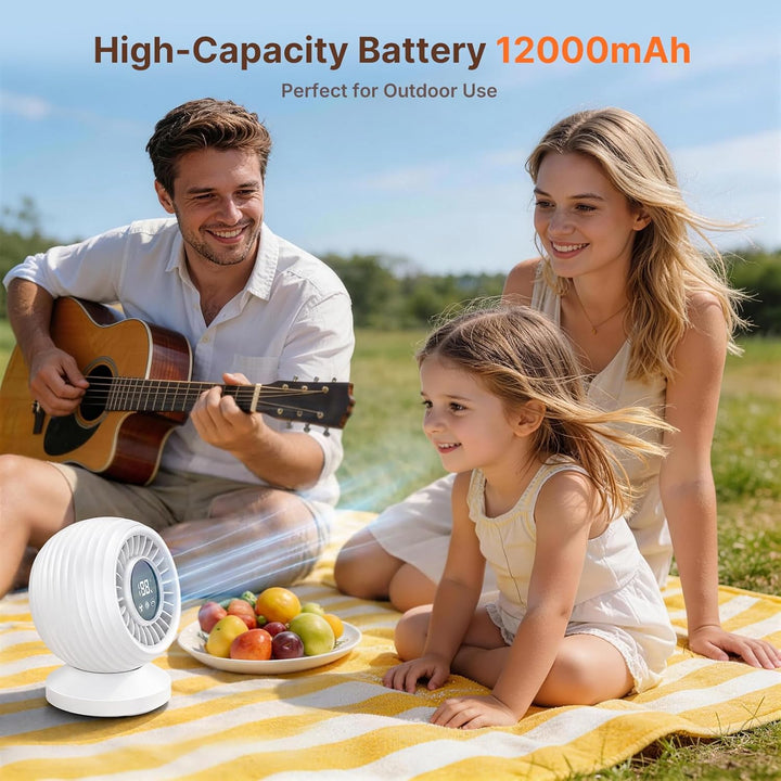 Tischventilator Leise 22dB,3D Turbo Luftzirkulator,120°Oszillation,7 Geschwindigkeitsstufen,1–10H Ti